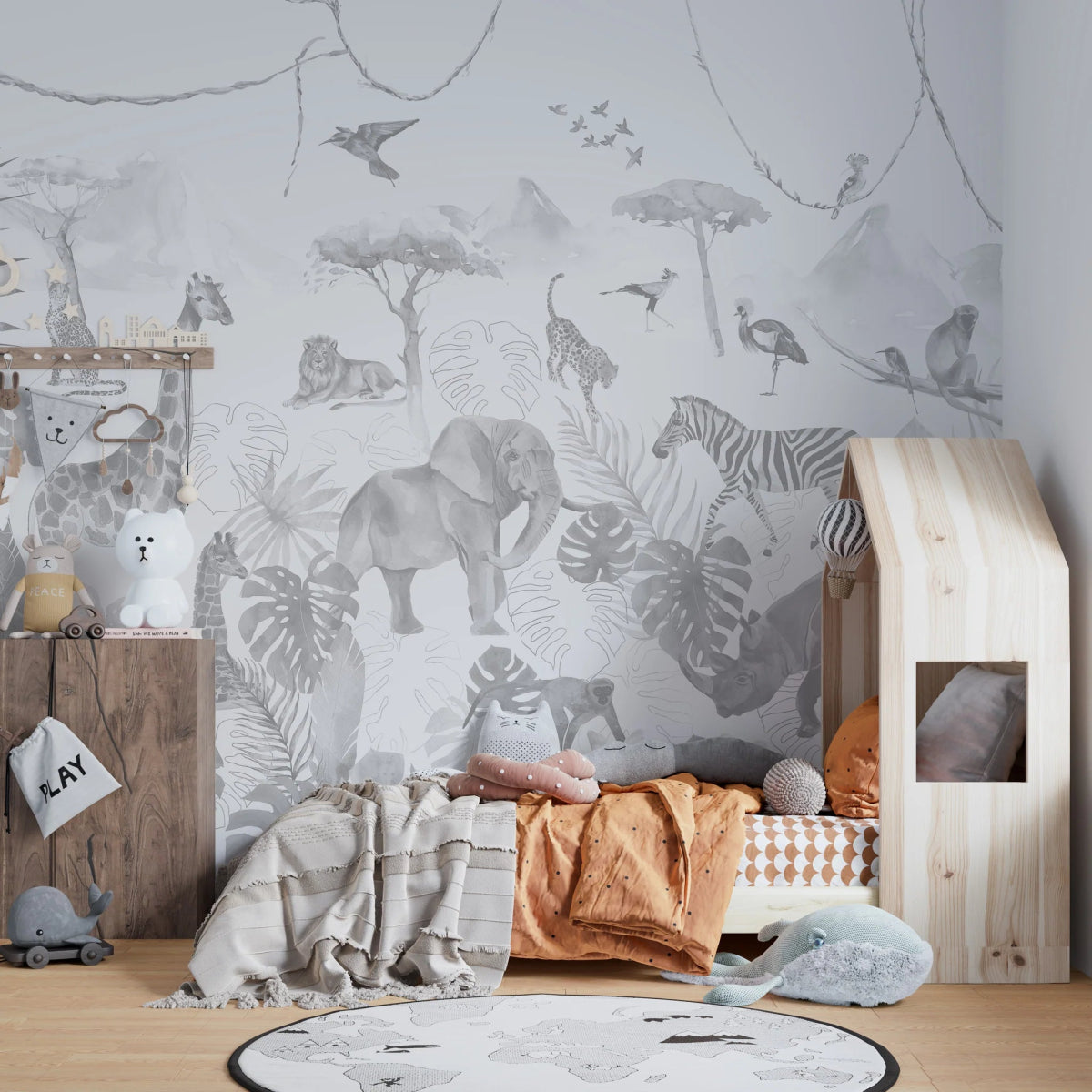 MUNKS & ME - Papier Peint Chambre Enfant Jungle Paradisiaque - Monochromes