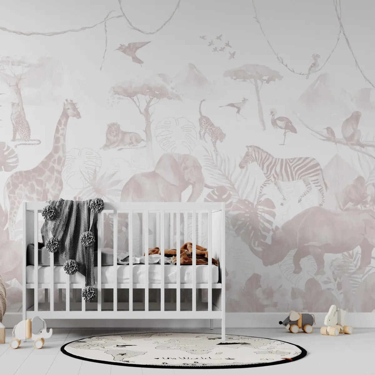 MUNKS & ME - Papier Peint Chambre Enfant Jungle Paradisiaque - Rose