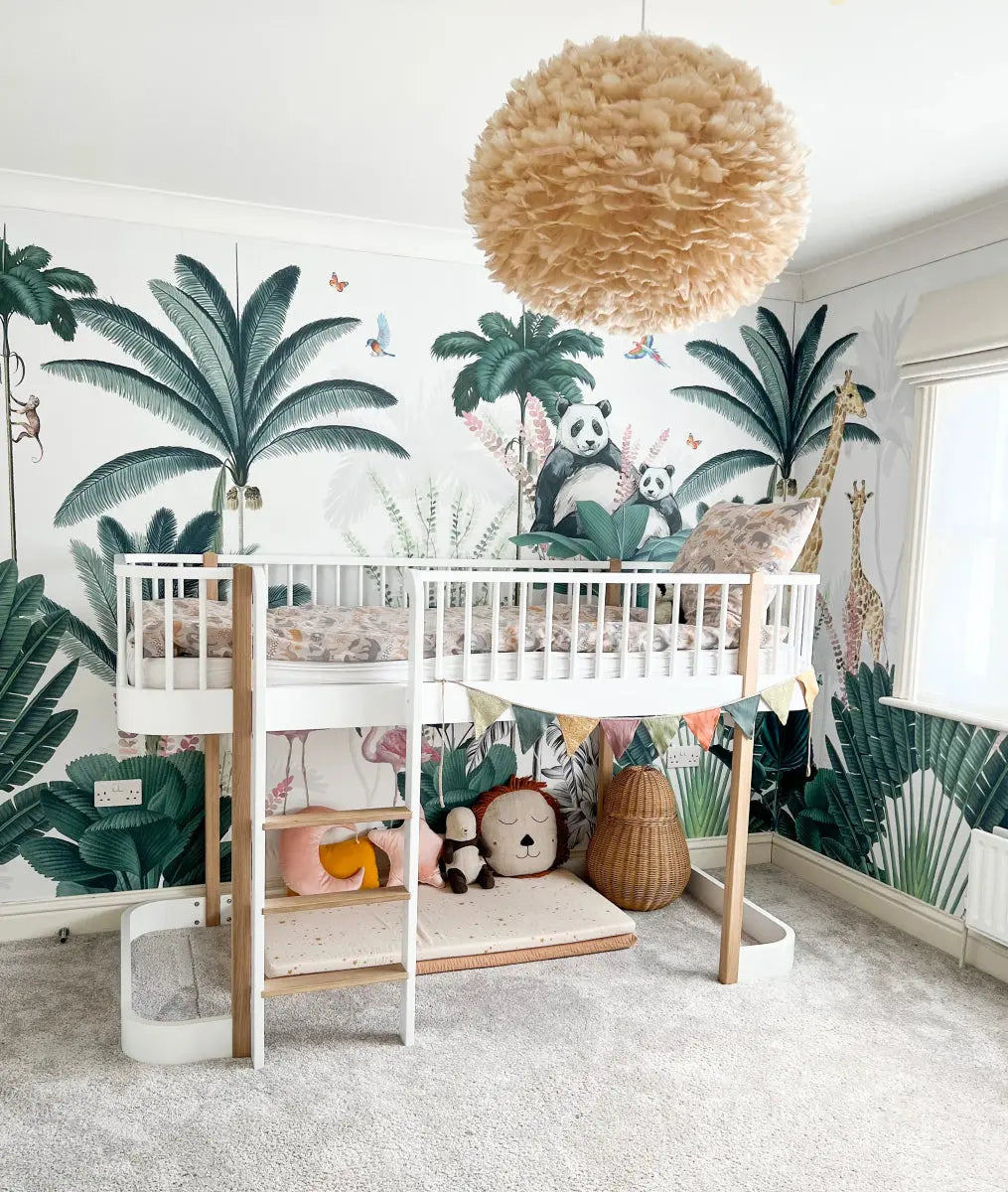 MUNKS & ME - Papier Peint Chambre Enfant Léopard Et Amis Avec Panda Jungle