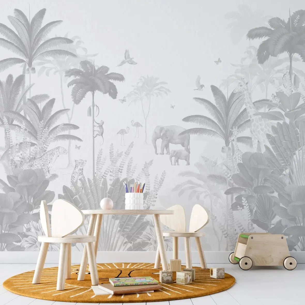 MUNKS & ME - Papier Peint Chambre Enfant Léopard Et Amis - Monochromes