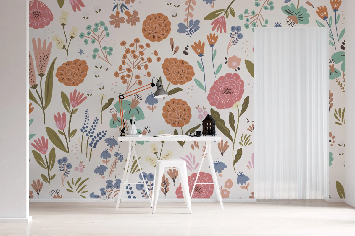 MUNKS & ME - Papier Peint Chambre Enfant Lila Florale