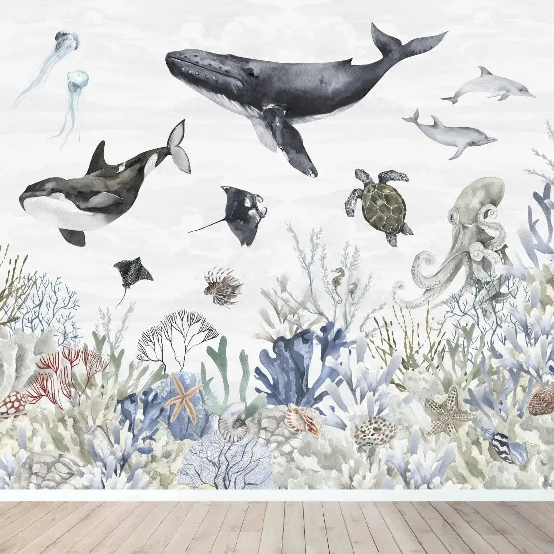 MUNKS & ME - Papier Peint Chambre Enfant Magie De L'océan - Aquarelle