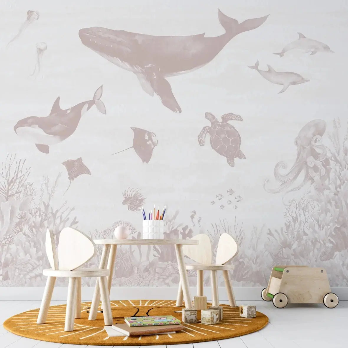 MUNKS & ME - Papier Peint Chambre Enfant Magie De L'océan - Rose