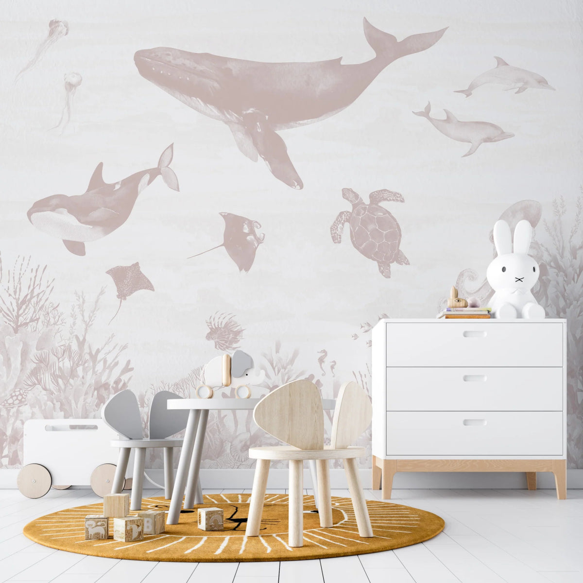 MUNKS & ME - Papier Peint Chambre Enfant Magie De L'océan - Rose
