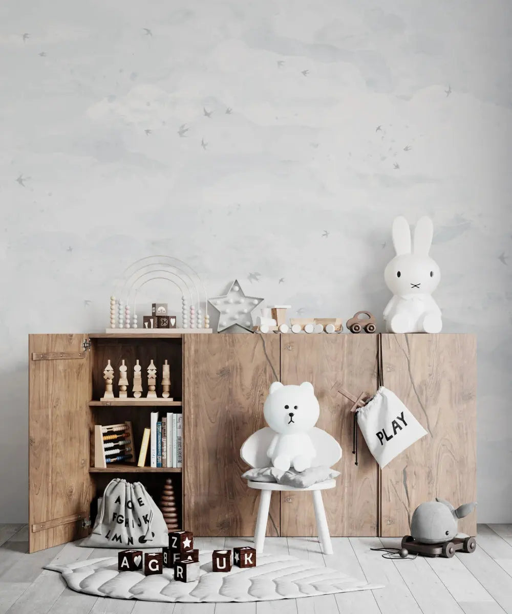 MUNKS & ME - Papier Peint Chambre Enfant Opales Ciel Oiseaux Sel