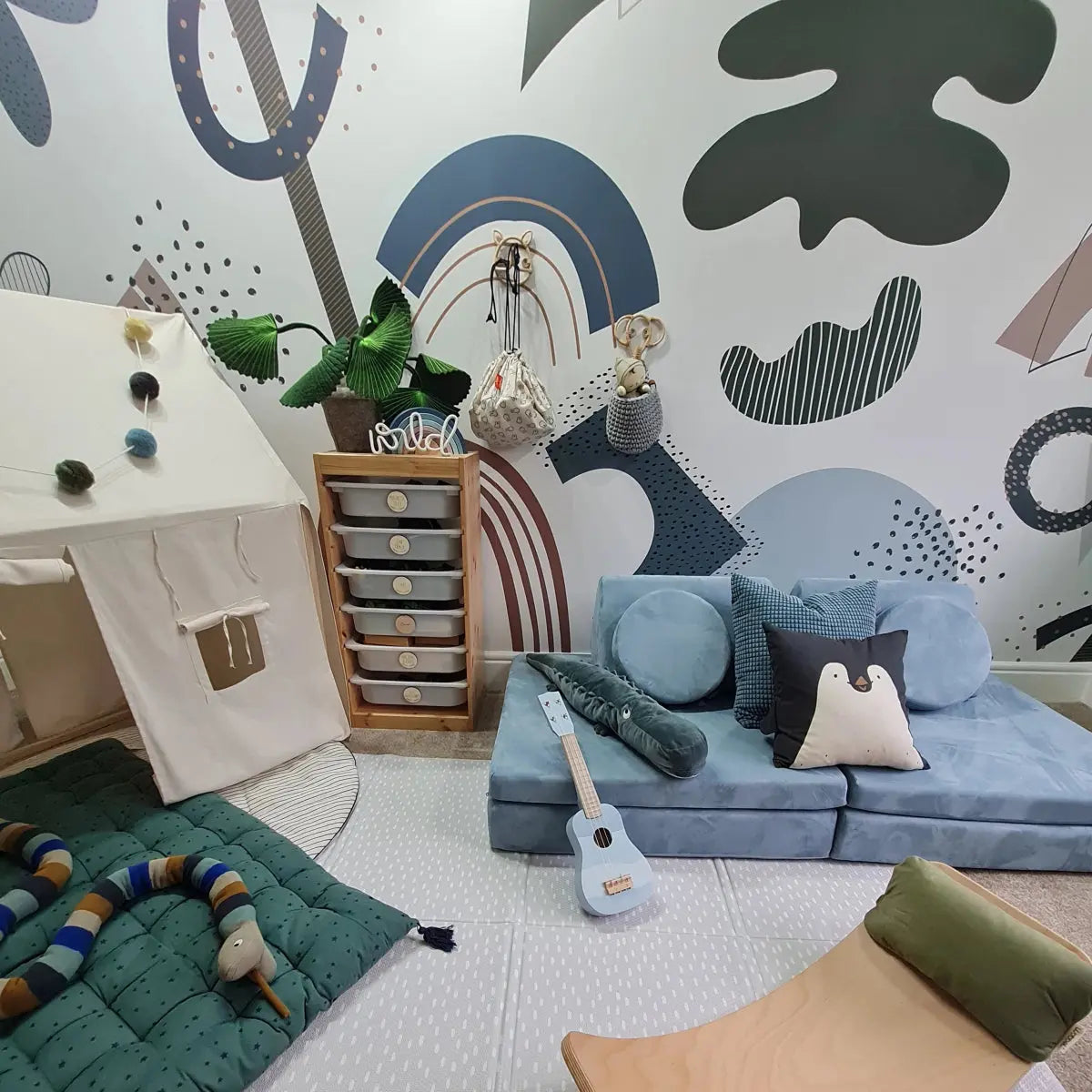 MUNKS & ME - Papier Peint Chambre Enfant Petite Erin Résumé - Bleu