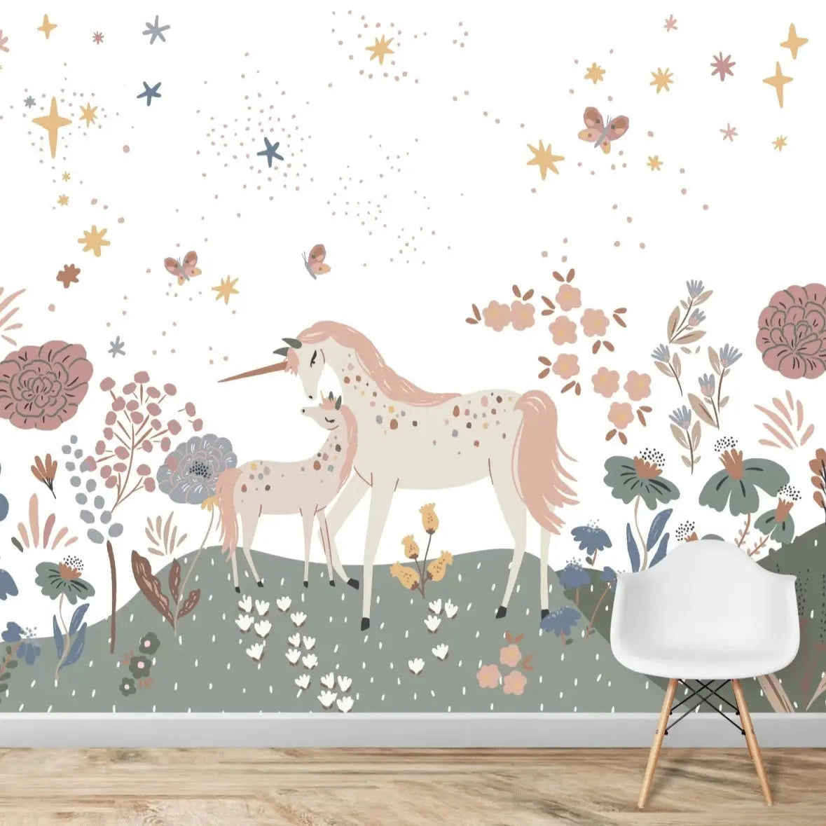 MUNKS & ME - Papier Peint Chambre Enfant Prairie De Licorne