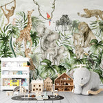 MUNKS & ME - Papier Peint Chambre Enfant Safari - jungle - Aquarelle