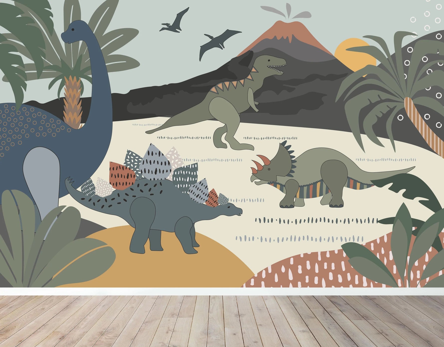 MUNKS & ME-Papier Peint Dinosaure Et Ses Amis-Les Petits
