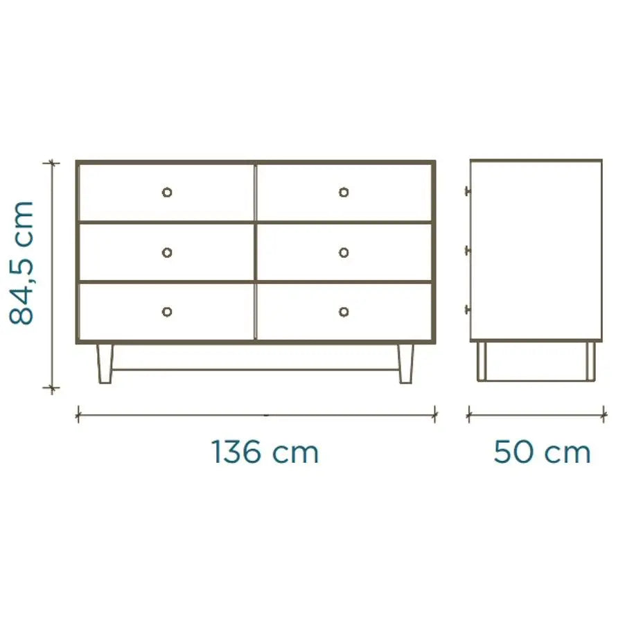 OEUF NYC - Commode Merlin 6 Tiroirs Rhea - Blanc