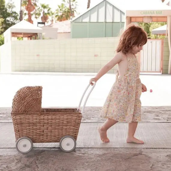 OLLI ELLA - Landau Chariot Poupées Strolley en Rotin - Naturel