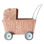 OLLI ELLA - Landau Chariot Poupées Strolley en Rotin - Rose