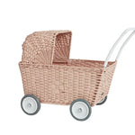 OLLI ELLA - Landau Chariot Poupées Strolley en Rotin - Rose