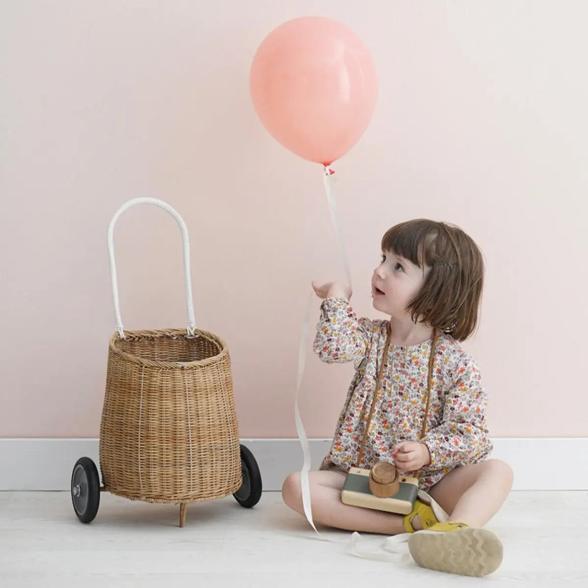 OLLI ELLA - Panier à Roulettes en Rotin Luggy Enfant - Naturel