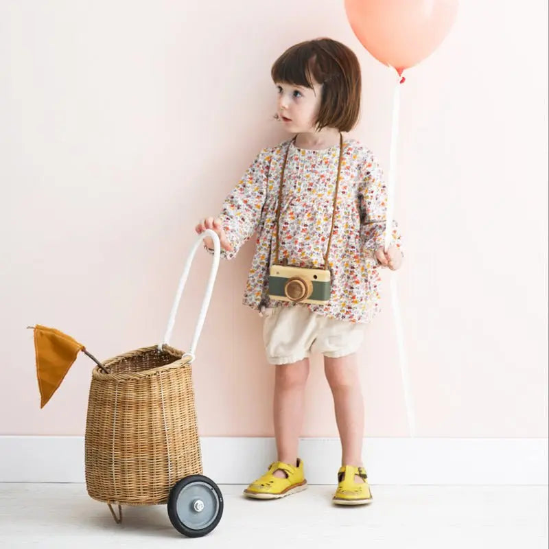 OLLI ELLA - Panier à Roulettes en Rotin Luggy Enfant - Naturel