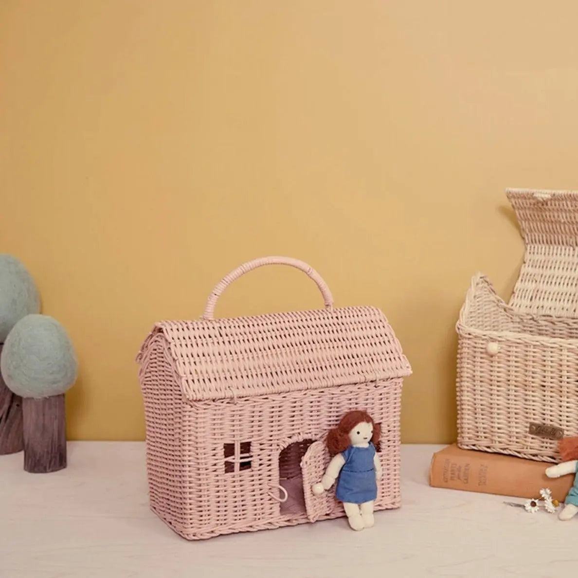 OLLI ELLA - Sac En Rotin Casa - Rose