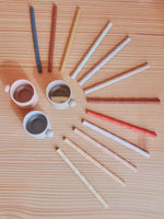 OYOY MINI-Paille en Silicone Bambou - Paquet de 6 - Rouge Cerise / Vanille-Les Petits