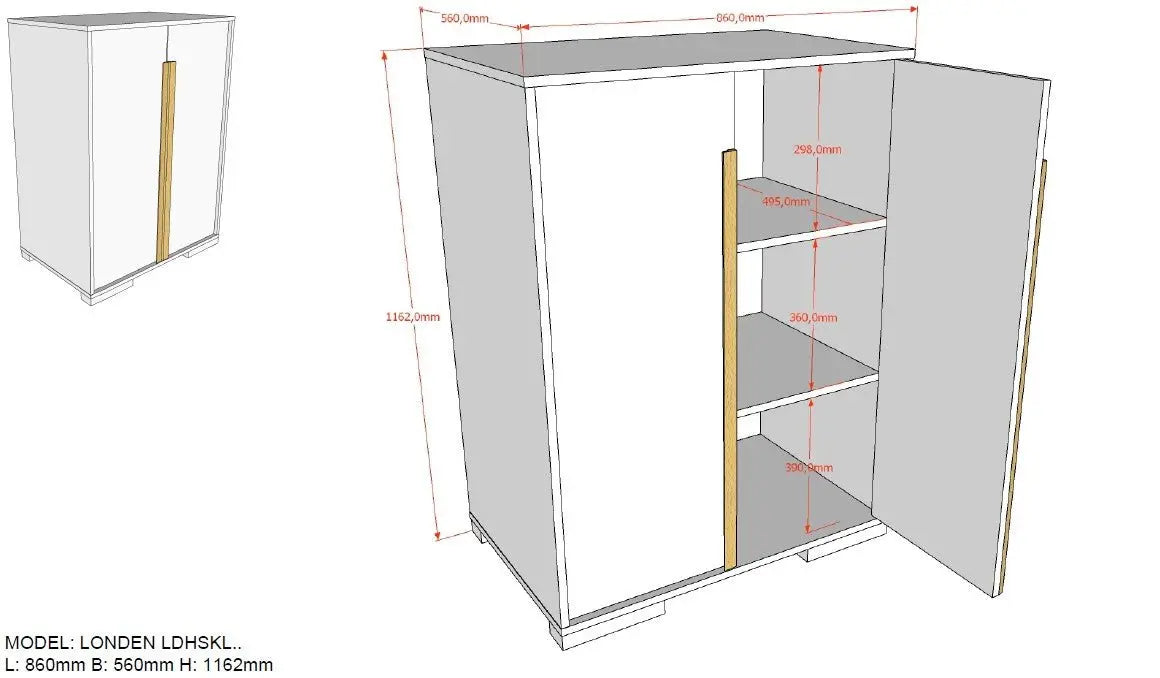 VIPACK - Armoire 2 Portes LONDON Anthracite