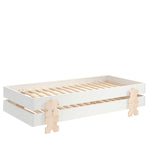 VIPACK-Combinaison de 2 lits Modulo Blancs (90 x 200 cm) Avec Des Pieds Massifs en Forme de Pièce de Puzzle.-Les Petits