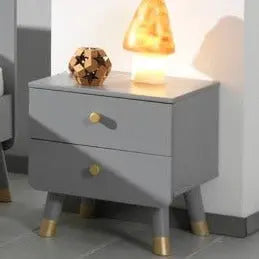 VIPACK - Lit Billy Gris & Table de Chevet - Gris