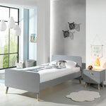 VIPACK - Lit Billy Gris & Table de Chevet - Gris