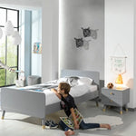 VIPACK - Lit Billy Gris & Table de Chevet - Gris