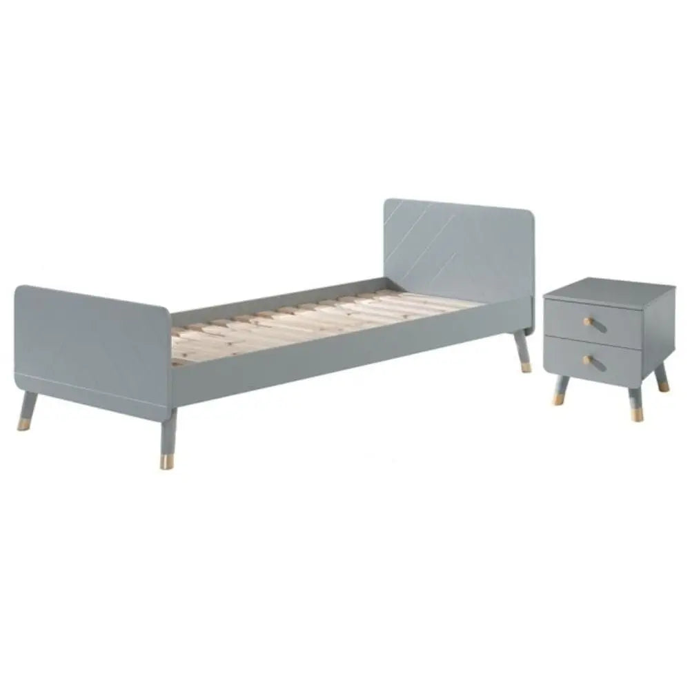 VIPACK - Lit Billy Gris & Table de Chevet - Gris