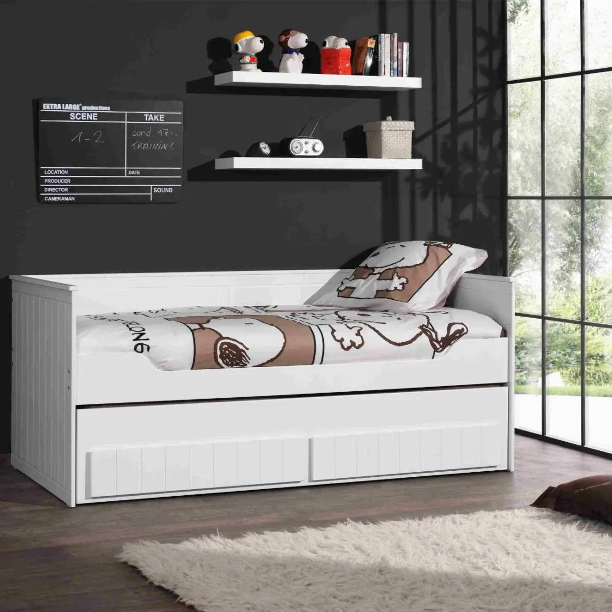 VIPACK - Lit Capitain ROBIN - Blanc 90 X 200 Cm