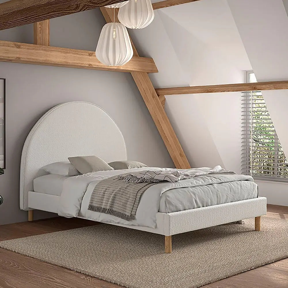 VIPACK - Lit Lune 140 X 200 Cm Blanc Boucle