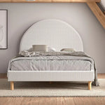 VIPACK - Lit Lune 140 X 200 Cm Blanc Boucle