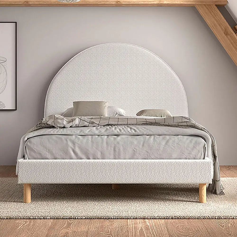 VIPACK - Lit Lune 140 X 200 Cm Blanc Boucle