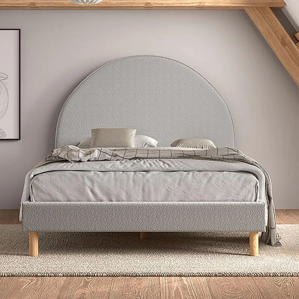 VIPACK - Lit Lune 140 X 200 Cm Gris Boucle