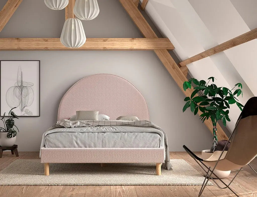 VIPACK - Lit Lune 140 X 200 Cm Rose Boucle