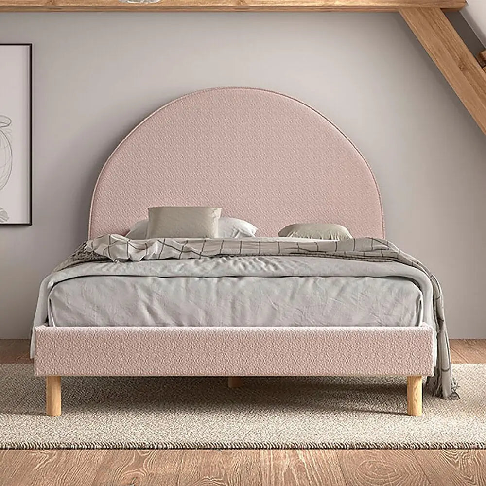 VIPACK - Lit Lune 140 X 200 Cm Rose Boucle