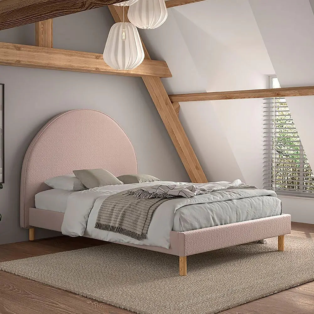 VIPACK - Lit Lune 140 X 200 Cm Rose Boucle