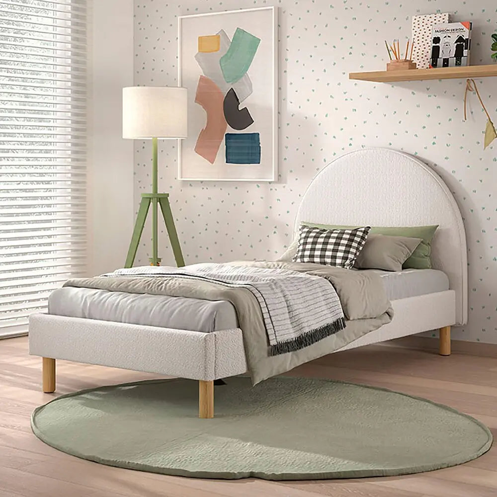 VIPACK - Lit Lune 90 X 200 Cm Blanc Boucle