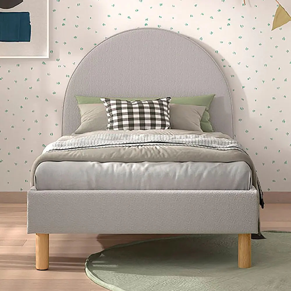 VIPACK - Lit Lune 90 X 200 Cm Gris Boucle