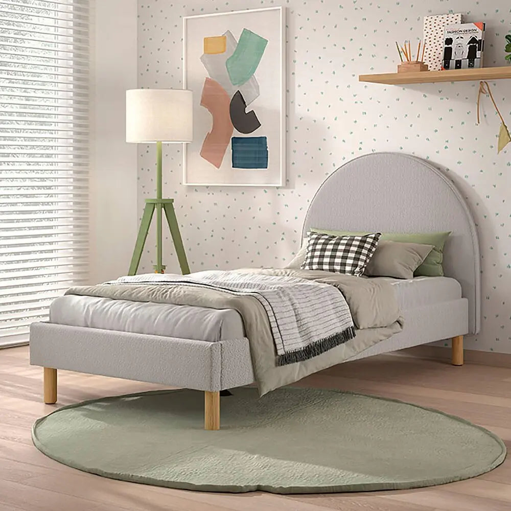 VIPACK - Lit Lune 90 X 200 Cm Gris Boucle