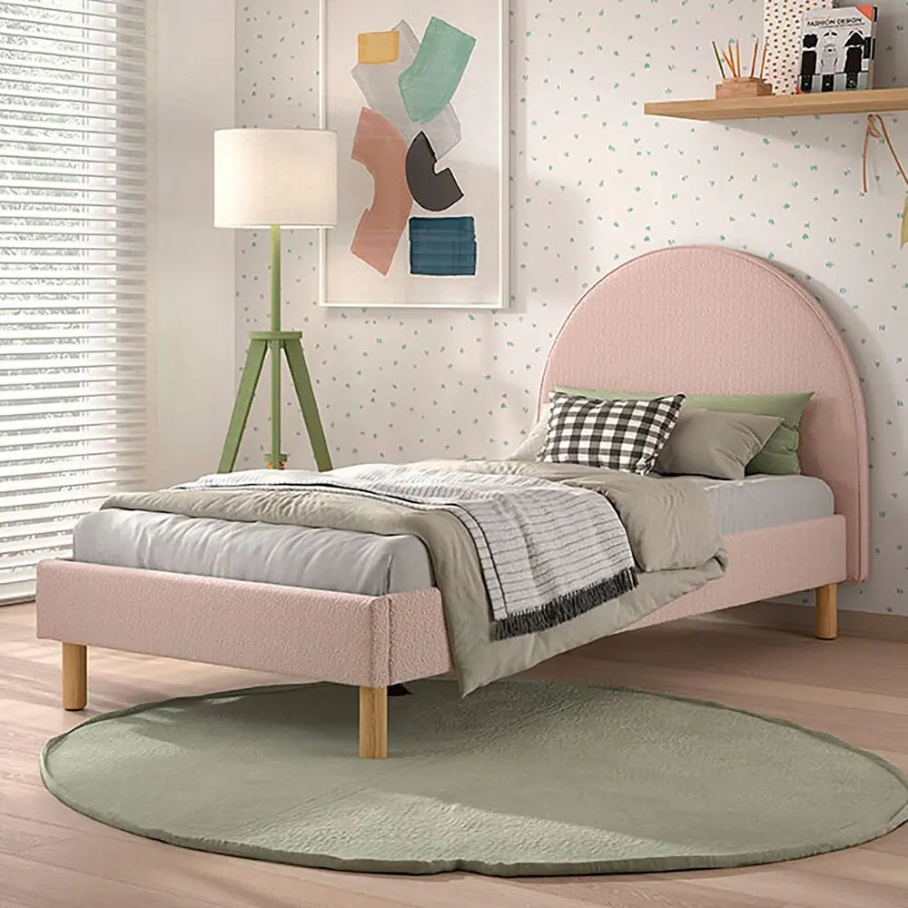 VIPACK - Lit Lune 90 X 200 Cm Rose Boucle