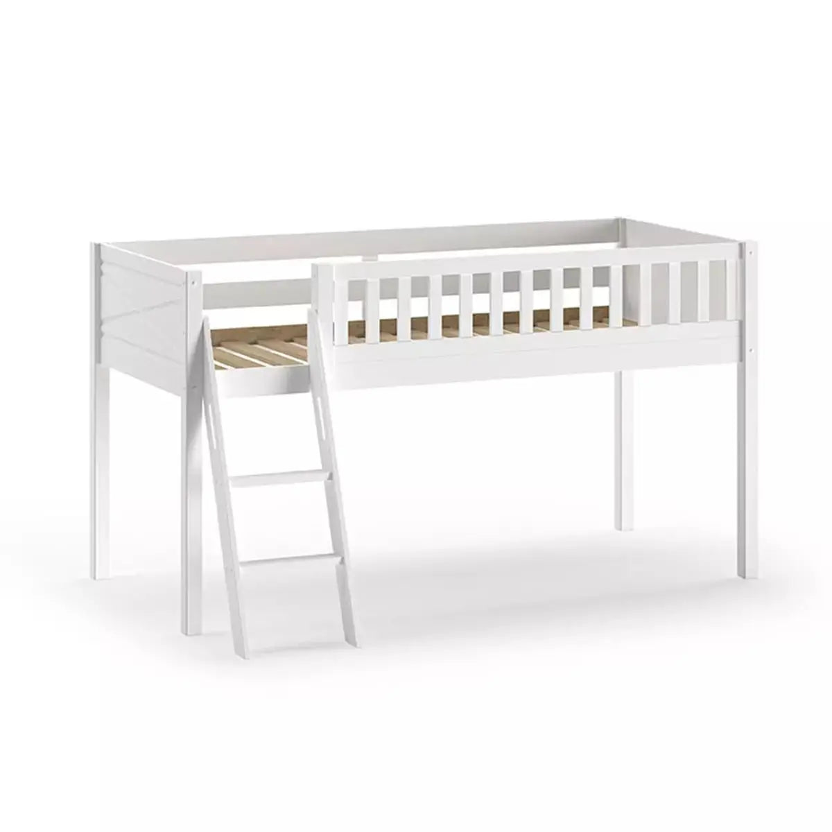 VIPACK - Lit Mezzanine Mi - Hauteur (H 115CM) SCOTT Avec Échelle 90 X 200 cm Blanc