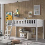 VIPACK - Lit Mezzanine Mi - Hauteur (H 115CM) SCOTT Avec Échelle 90 X 200 cm Blanc