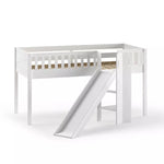 VIPACK - Lit Mezzanine Mi - Hauteur (H 115cm) SCOTT Avec Toboggan 90 X 200 cm Blanc