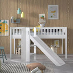 VIPACK - Lit Mezzanine Mi - Hauteur (H 115cm) SCOTT Avec Toboggan 90 X 200 cm Blanc