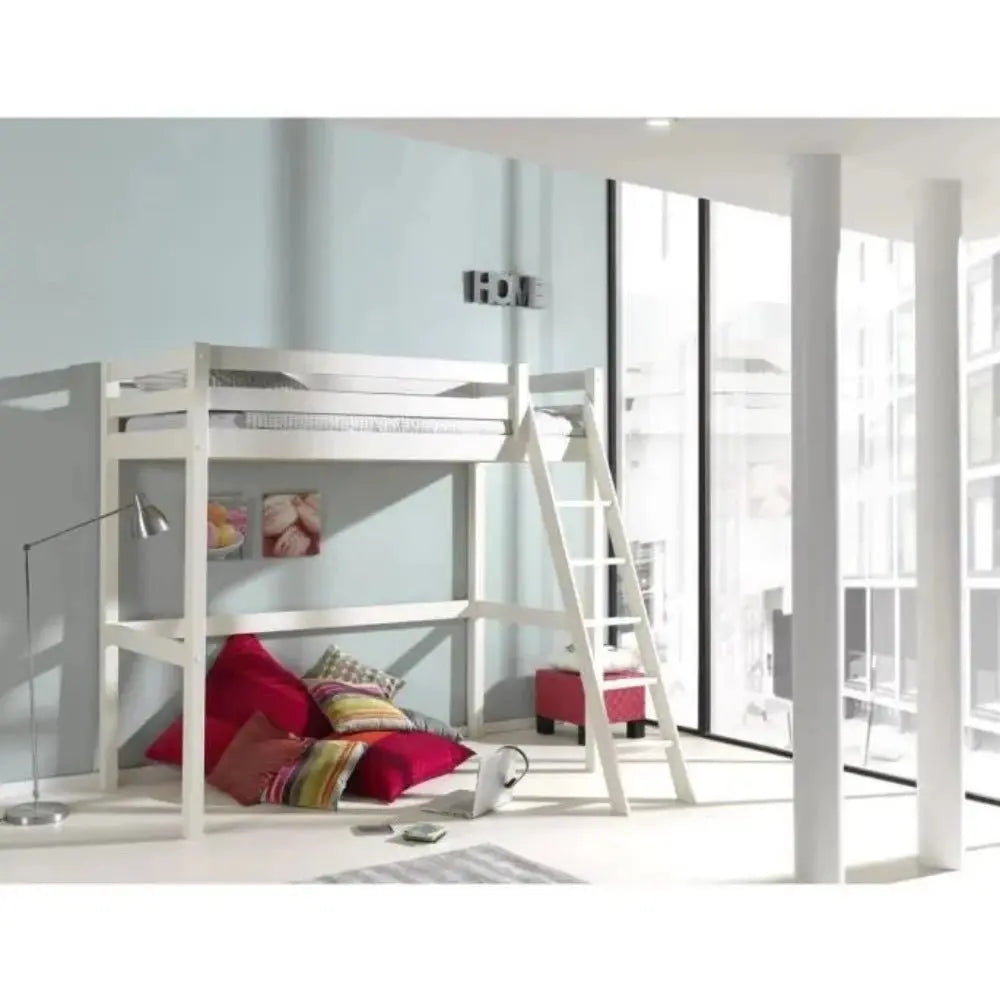 VIPACK - Lit Mezzanine Pino 90 X 200 Cm Blanc