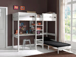 VIPACK - Lit Mezzanine PINO Avec Fauteuil 90 x 200 cm Blanc