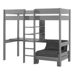 VIPACK - Lit Mezzanine PINO Avec Fauteuil 90 X 200 cm Gris