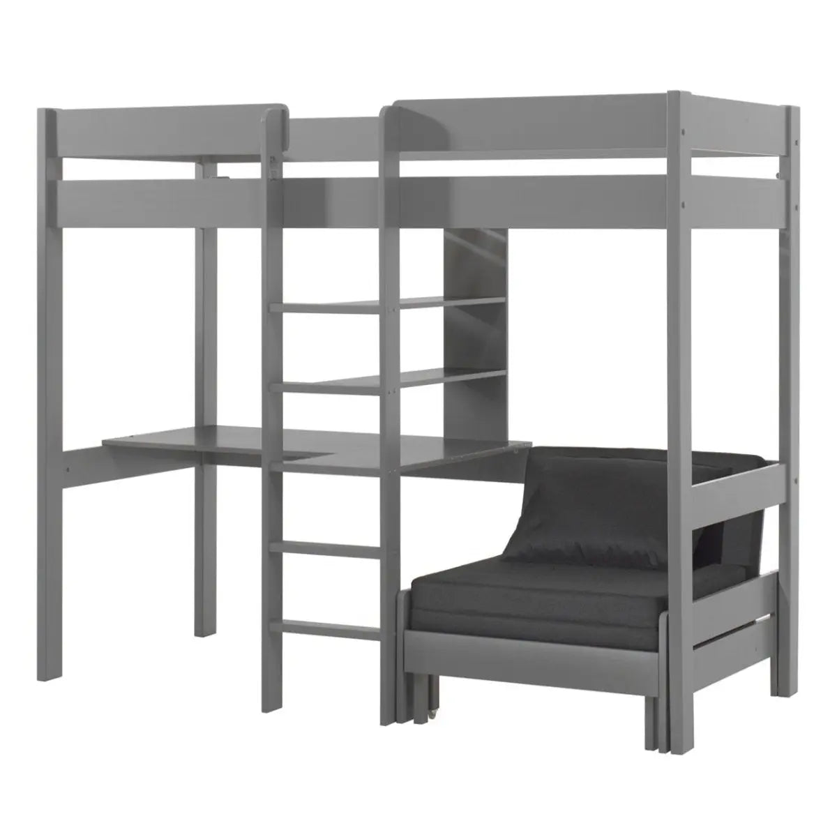 VIPACK - Lit Mezzanine PINO Avec Fauteuil 90 X 200 cm Gris