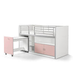 VIPACK - Lit Mi - Hauteur (91) 90x200cm BONNY Rose Claire