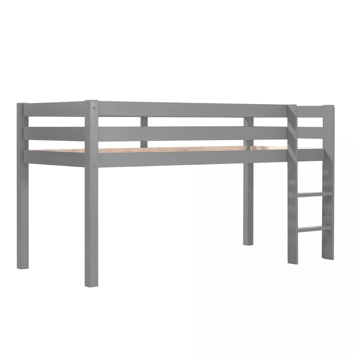 VIPACK - Lit Mi - Hauteur (H 115cm) PINO Avec Échelle 90 X 200 cm Gris