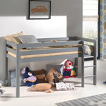 VIPACK - Lit Mi - Hauteur (H 115cm) PINO Avec Échelle 90 X 200 cm Gris